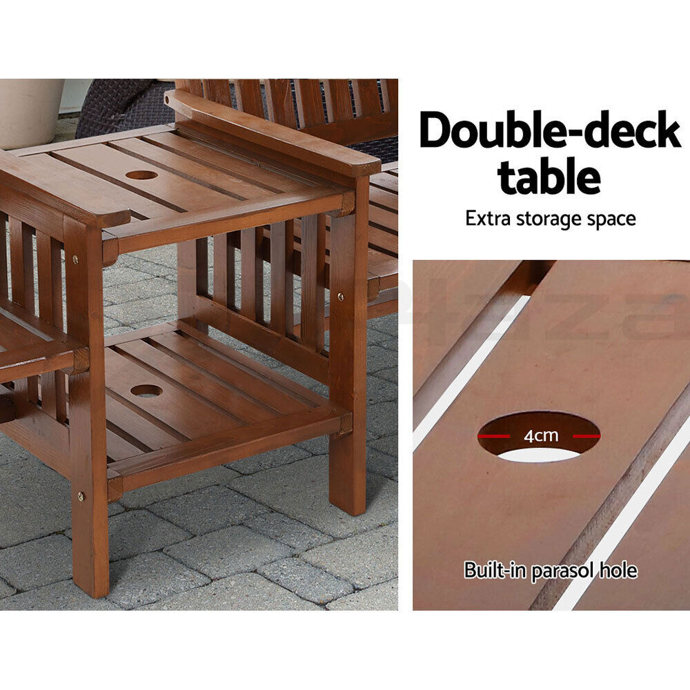 2 Seater Outdoor Wooden Swing Chair with Table