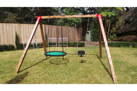 Outdoor-double-swing-set-with-cypress-timber-and-metal-corners-outdoor