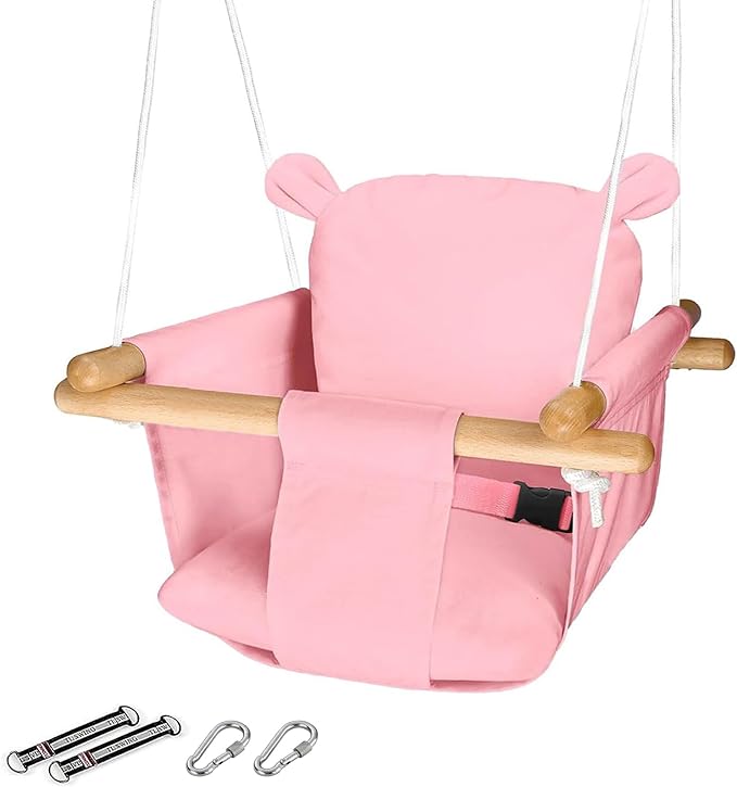 Canvas Baby Swing Outdoor & Baby Swing Chair | Wooden Hanging Seat