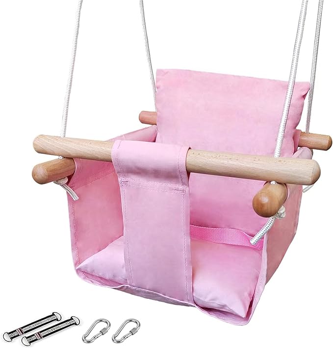 Canvas Baby Swing Outdoor & Baby Swing Chair | Wooden Hanging Seat