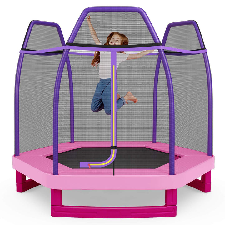 7 FT Hexagonal Kids Safety Net Recreational Outdoor Trampoline