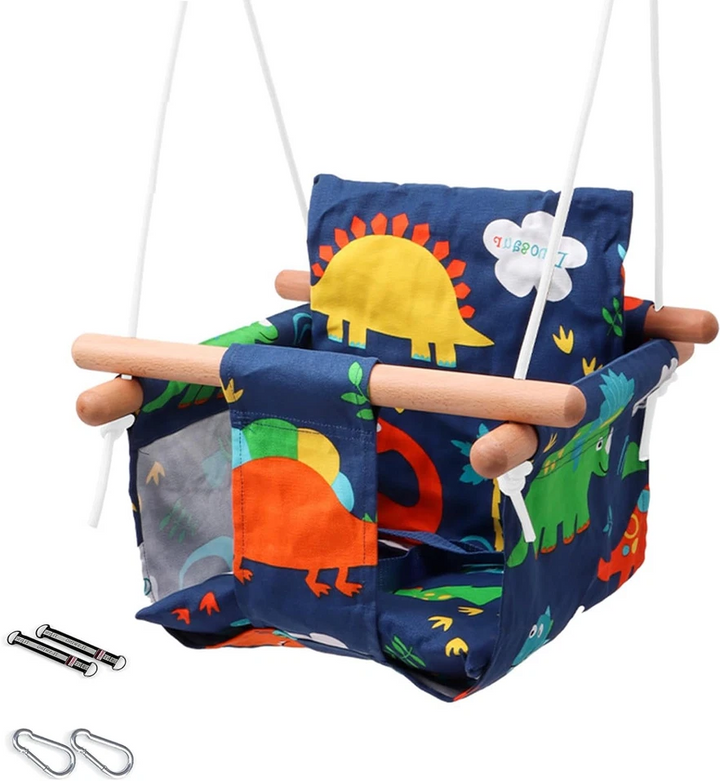 Canvas Baby Swing Outdoor & Baby Swing Chair | Wooden Hanging Seat