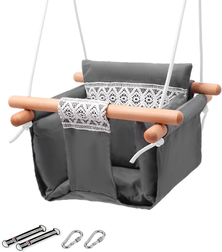 Canvas Baby Swing Outdoor & Baby Swing Chair | Wooden Hanging Seat