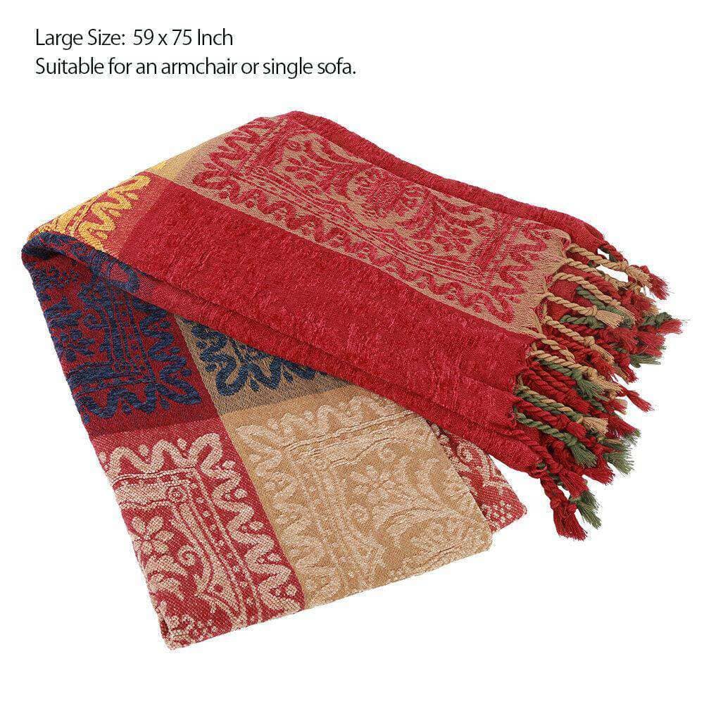 Multi Colour Large Bohemian Boho Throw Blanket