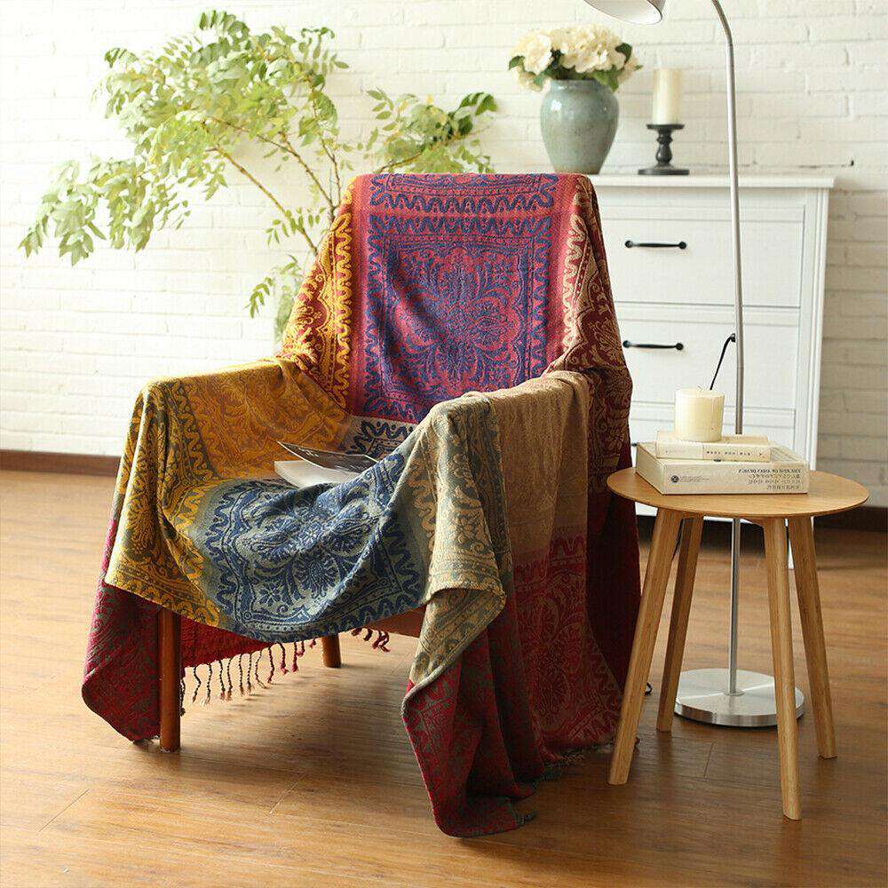 Multi Colour Large Bohemian Boho Throw Blanket