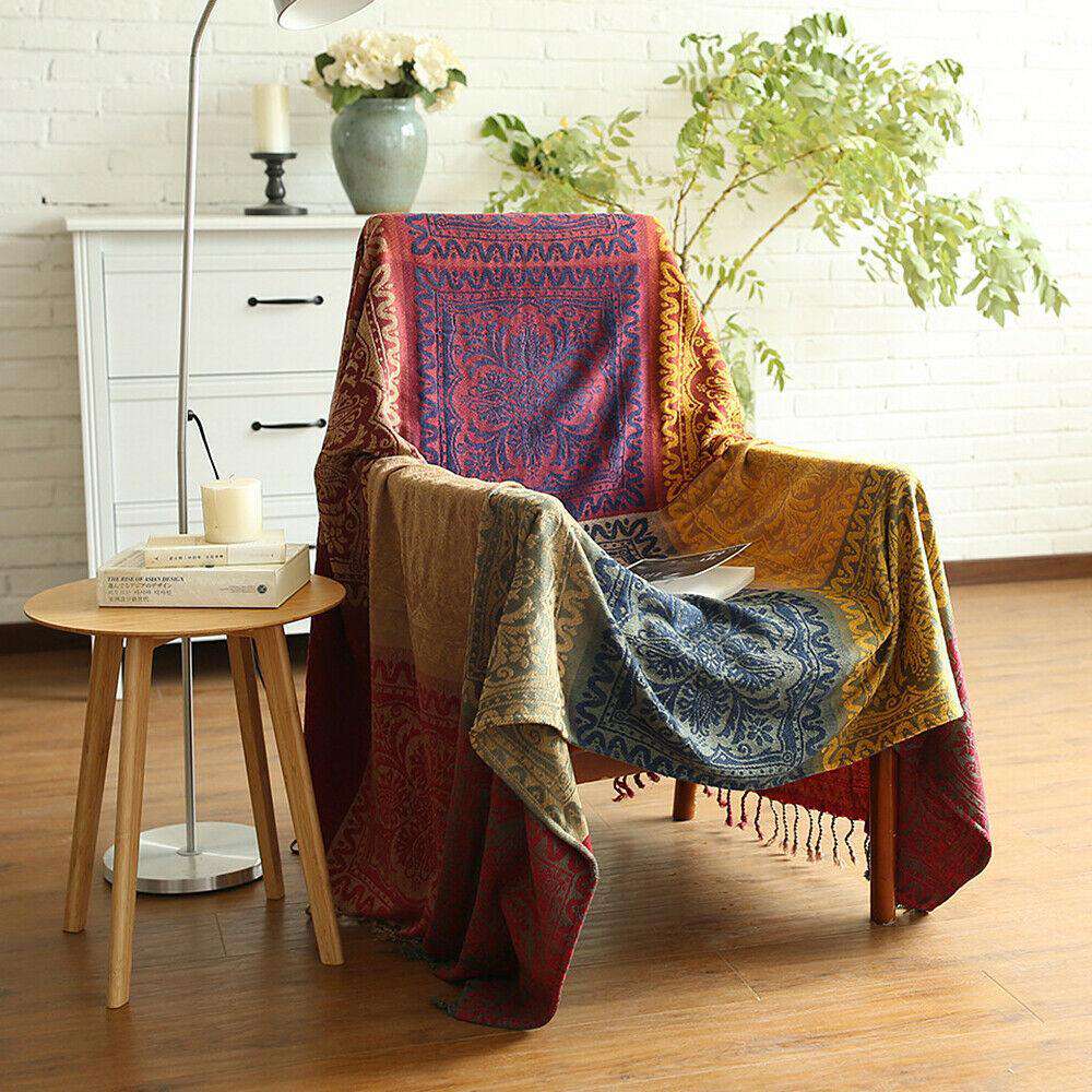 Multi Colour Large Bohemian Boho Throw Blanket