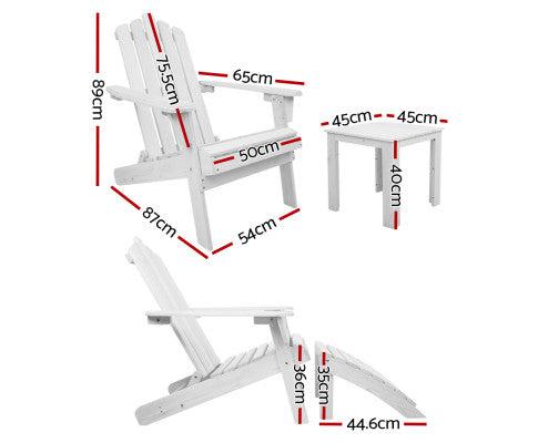 Outdoor White Garden Wood Bench Set