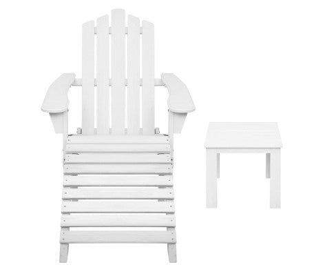 Outdoor White Garden Wood Bench Set