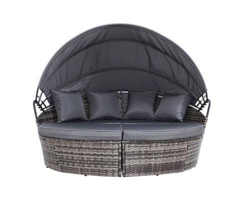 Premium Grey Rattan Day Bed Lounge Set for Patio