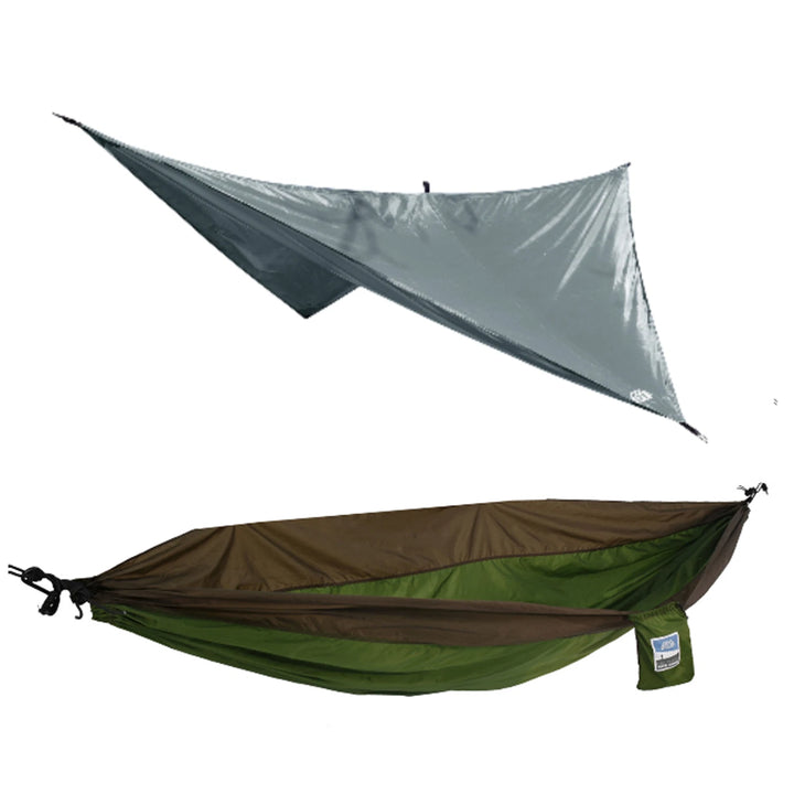 Army Green Hammock and Grey Rainfly Camping Set
