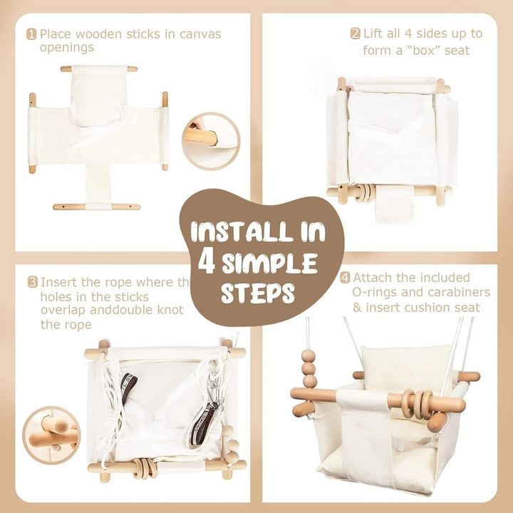 Canvas Baby Swing Outdoor & Baby Swing Chair | Wooden Hanging Seat