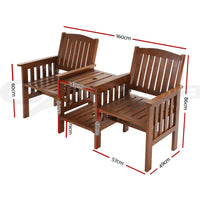 2 Seater Outdoor Wooden Swing Chair with Table