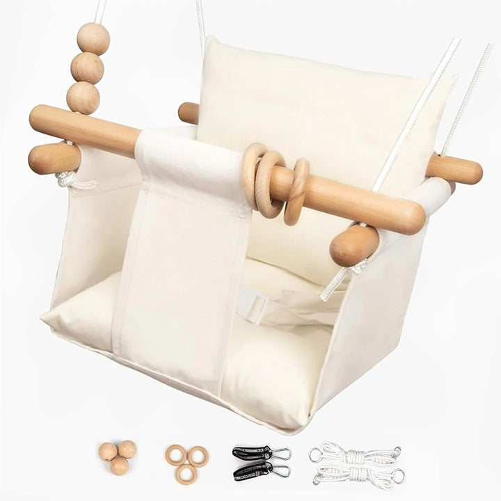Canvas Baby Swing Outdoor & Baby Swing Chair | Wooden Hanging Seat