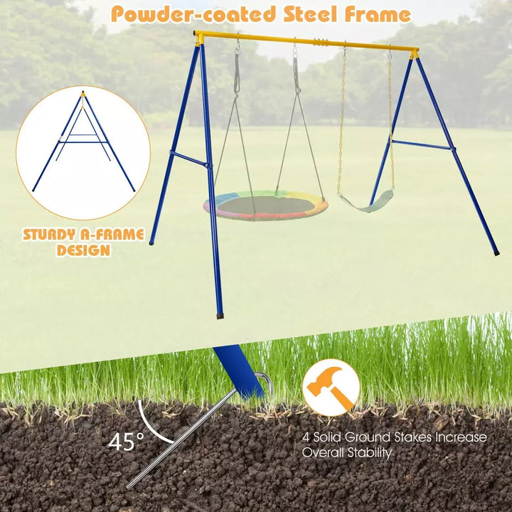 Heavy Duty A-Frame Steel Swing Stand w/ Ground Stakes
