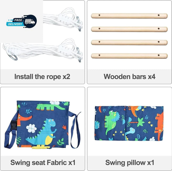 Canvas Baby Swing Outdoor & Baby Swing Chair | Wooden Hanging Seat