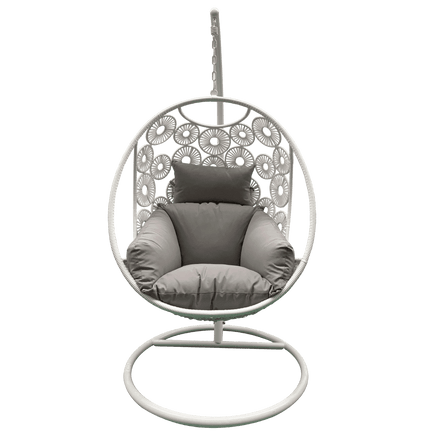 Havana Hanging Egg Chair in White with Stand-Metro SYD/CANB/MELB/BRIS AND G'COAST Only - $99.00-Siesta Hammocks