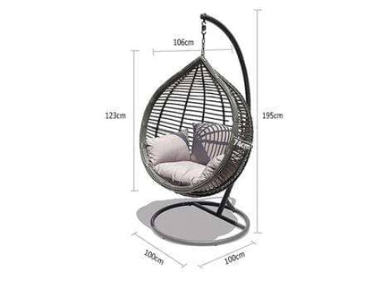 Oceana Outdoor Hanging Egg Chair In Slate Grey With Stand-Metro SYD/CANB/MELB/BRIS/G'COAST ONLY - $99.00-Siesta Hammocks