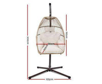 Outdoor Furniture Egg Hanging Swing Chair Stand Wicker Rattan Hammock Latte-Siesta Hammocks