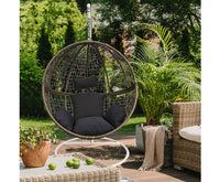 Rattan Hanging Egg Chair in Oatmeal and Grey Colour