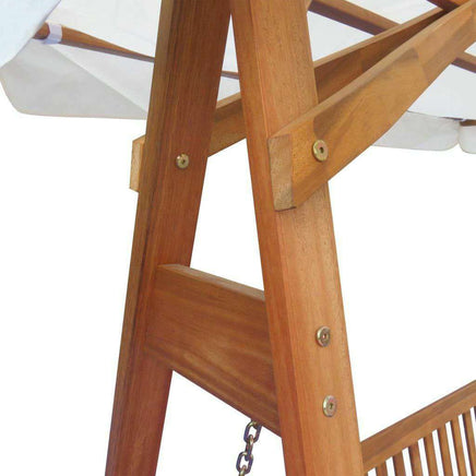 Siesta Garden Swing Chair with Canopy Eucalyptus Acacia Wood Porch Seat Bench-Siesta Hammocks
