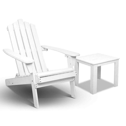 White Foldable Deck Chair & Side Table