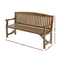 Wooden Garden Bench Chair Natural Outdoor Furniture Décor Patio Deck 3 Seater-Siesta Hammocks