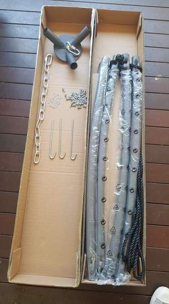 150cm Beige Open Hangout with Curved Tripod Stand