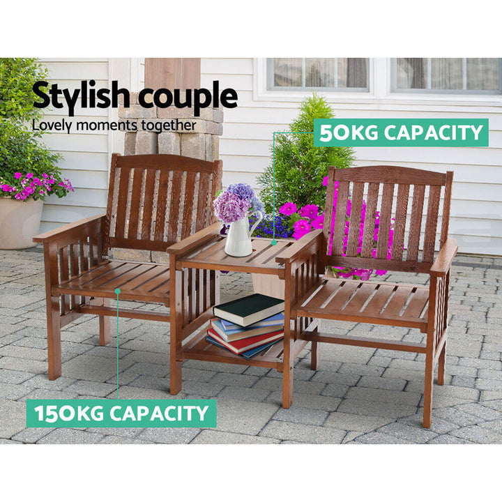 2 Seater Outdoor Wooden Swing Chair with Table