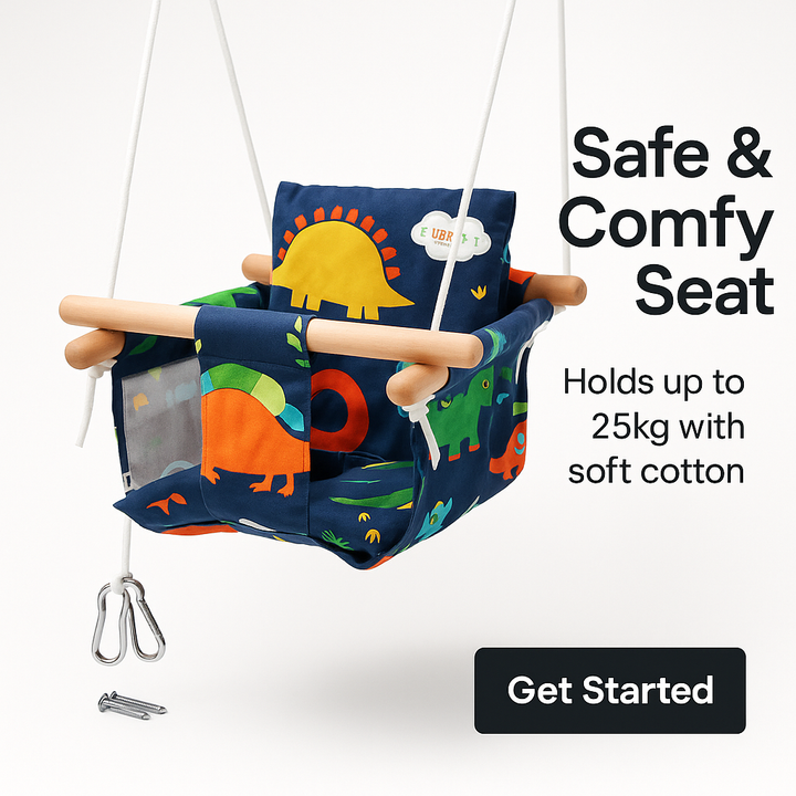 Canvas Baby Swing Outdoor & Baby Swing Chair | Wooden Hanging Seat