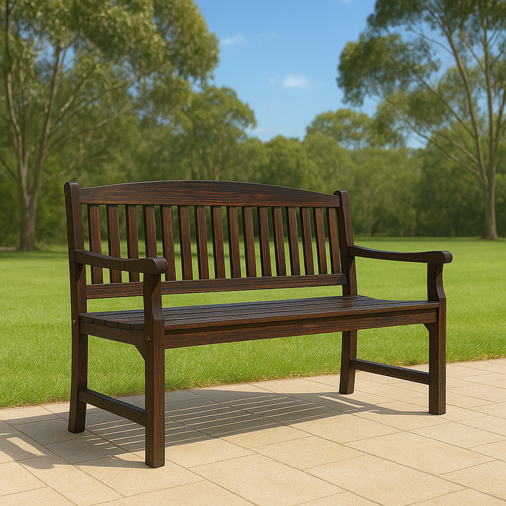 3 Seater Wooden Garden Bench Natural Outdoor Chair Furniture