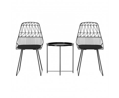 3PC Black Outdoor Patio Bistro Set
