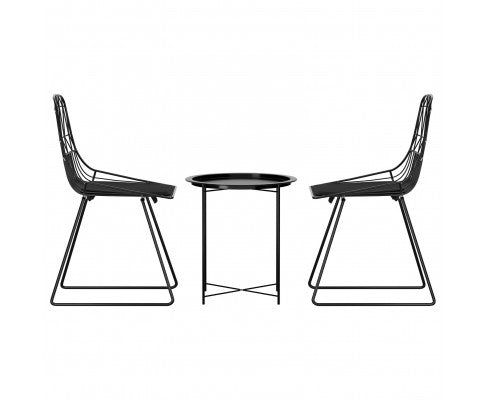 3PC Black Outdoor Patio Bistro Set
