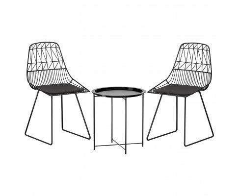 3PC Black Outdoor Patio Bistro Set