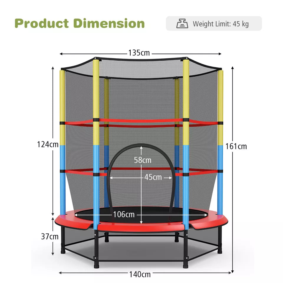 4.5 FT Kids Mini Trampoline 45 KG Max Capacity