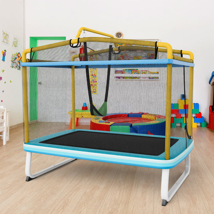 5.5 FT 3 in 1 Kids Trampoline with Swing and Horizontal Bar