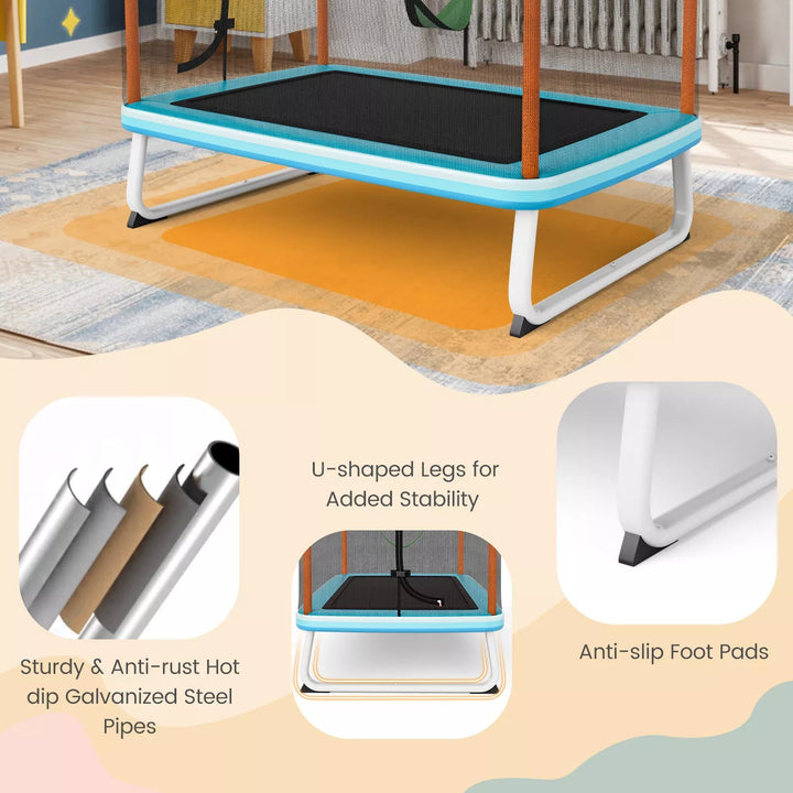 5.5 FT 3 in 1 Kids Trampoline with Swing and Horizontal Bar