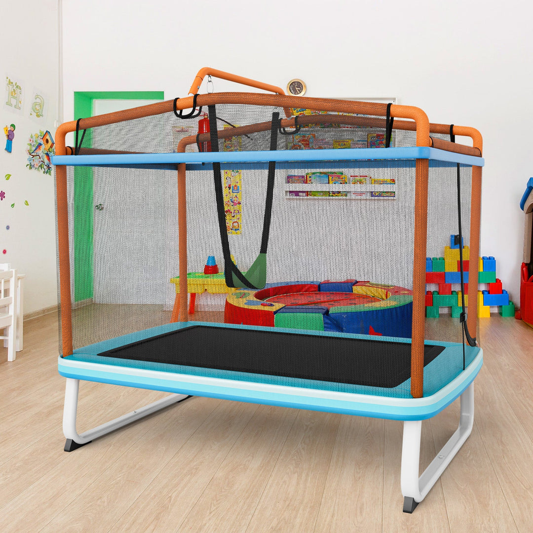 5.5 FT 3 in 1 Kids Trampoline with Swing and Horizontal Bar