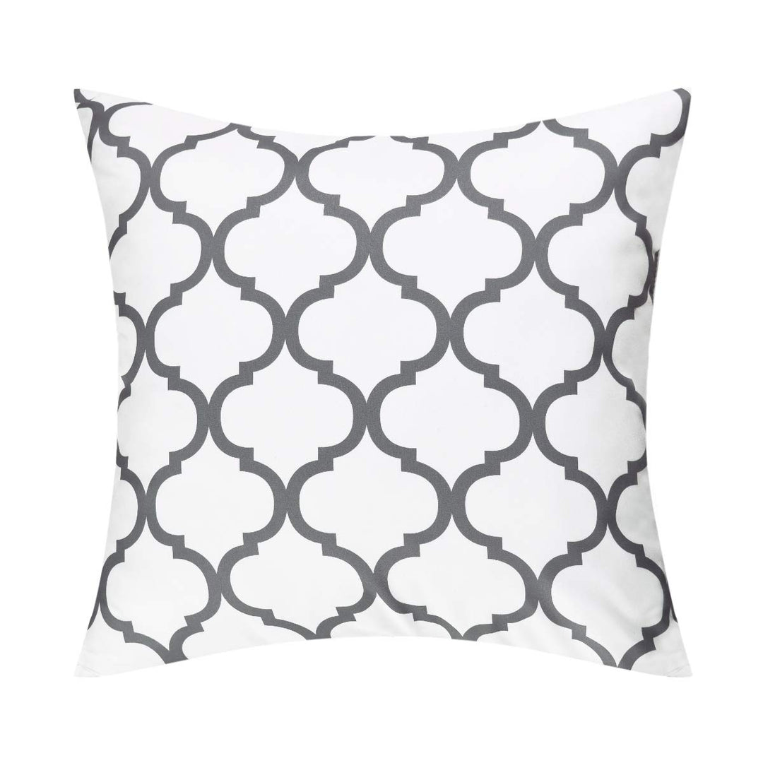 Mix Match Home Sofa Grey/White Geometric Embroidered Cotton Cushion