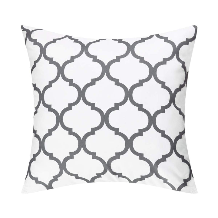 Mix Match Home Sofa Grey/White Geometric Embroidered Cotton Cushion