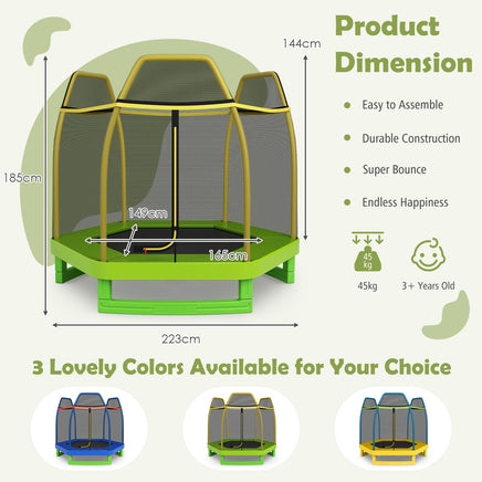 7 FT Hexagonal Kids Safety Net Recreational Outdoor Trampoline