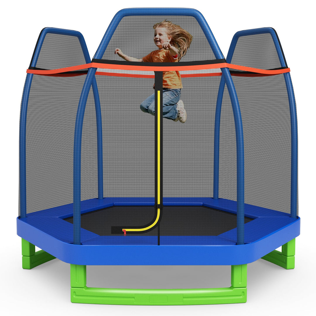 7 FT Hexagonal Kids Safety Net Recreational Outdoor Trampoline
