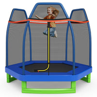 7 FT Hexagonal Kids Safety Net Recreational Outdoor Trampoline