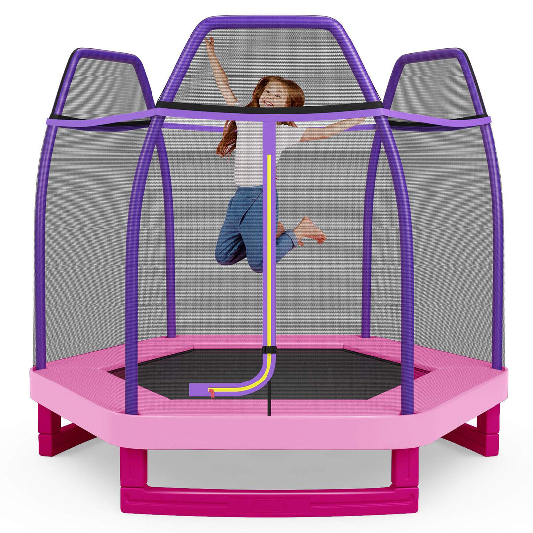 7 FT Hexagonal Kids Safety Net Recreational Outdoor Trampoline