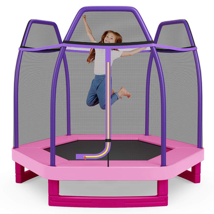 7 FT Hexagonal Kids Safety Net Recreational Outdoor Trampoline