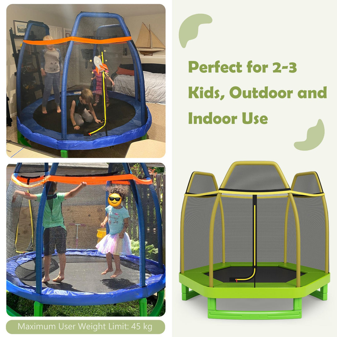 7 FT Hexagonal Kids Safety Net Recreational Outdoor Trampoline