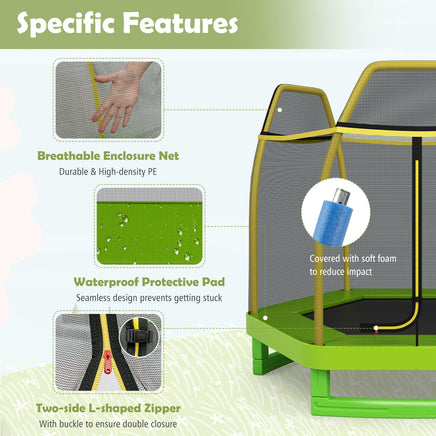 7 FT Hexagonal Kids Safety Net Recreational Outdoor Trampoline