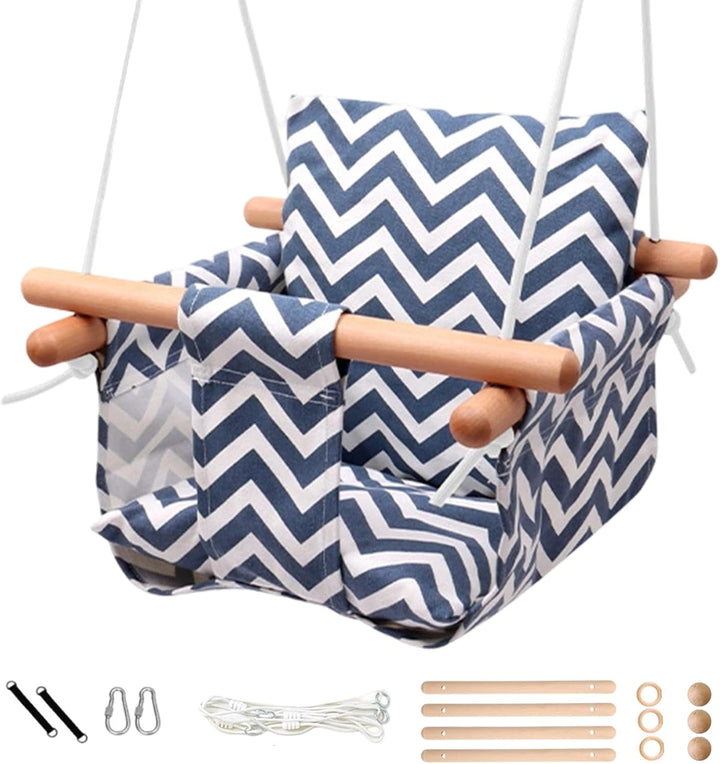 Canvas Baby Swing Outdoor & Baby Swing Chair | Wooden Hanging Seat