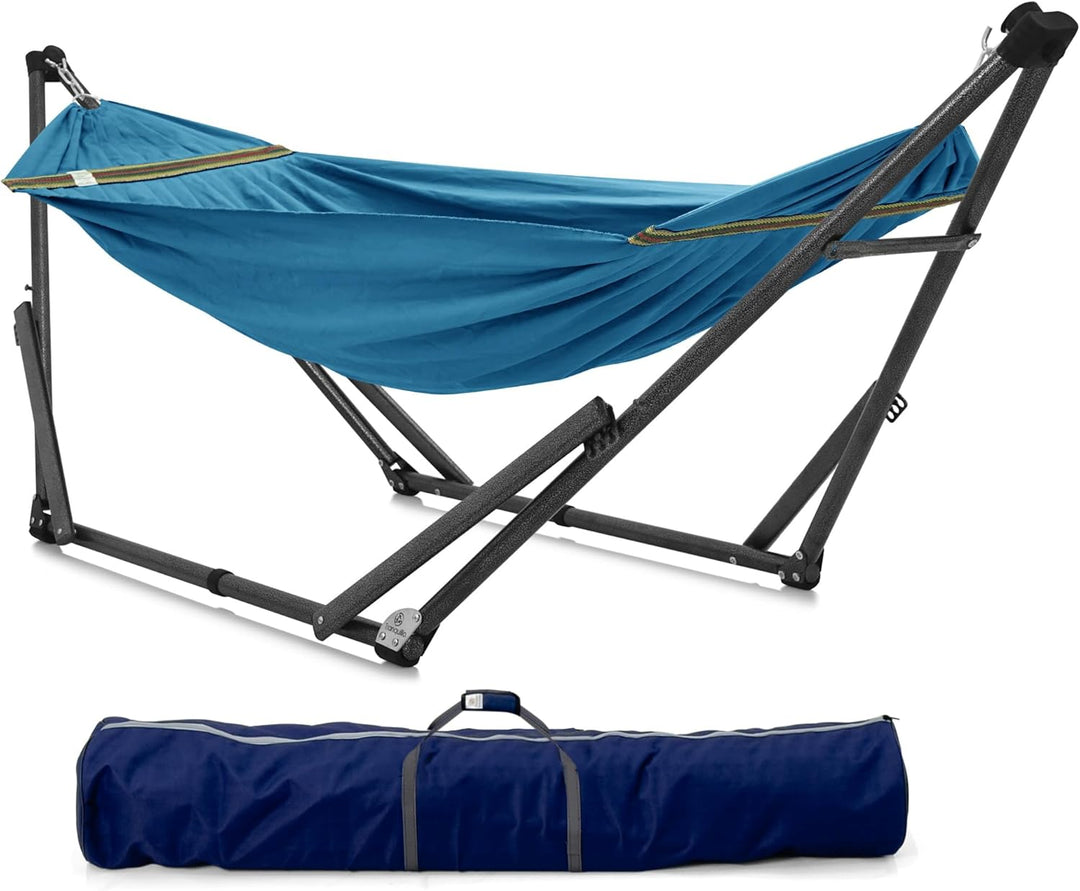 3-Year Warranty Hammock Stand, 30s Foldable Hammock with Stand, 220 kgs Capacity Camping Hammock Stand