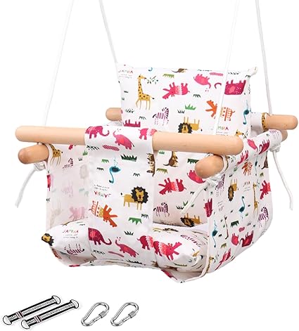 Canvas Baby Swing Outdoor & Baby Swing Chair | Wooden Hanging Seat