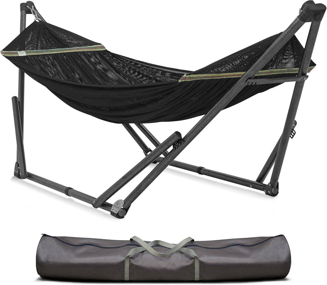 3-Year Warranty Hammock Stand, 30s Foldable Hammock with Stand, 220 kgs Capacity Camping Hammock Stand